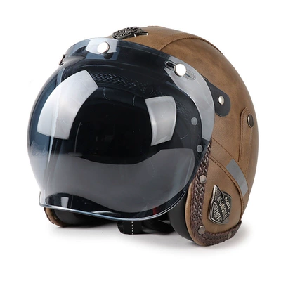 Motosiklet dəbilqələri — Cruise Motorcycle Helmet for Men - m-brown-black-tea-bubble-mirror-you-can-leave-a-message-to-request-a-transparent-mirror-comes-with-a-hat-brim-face-towel
