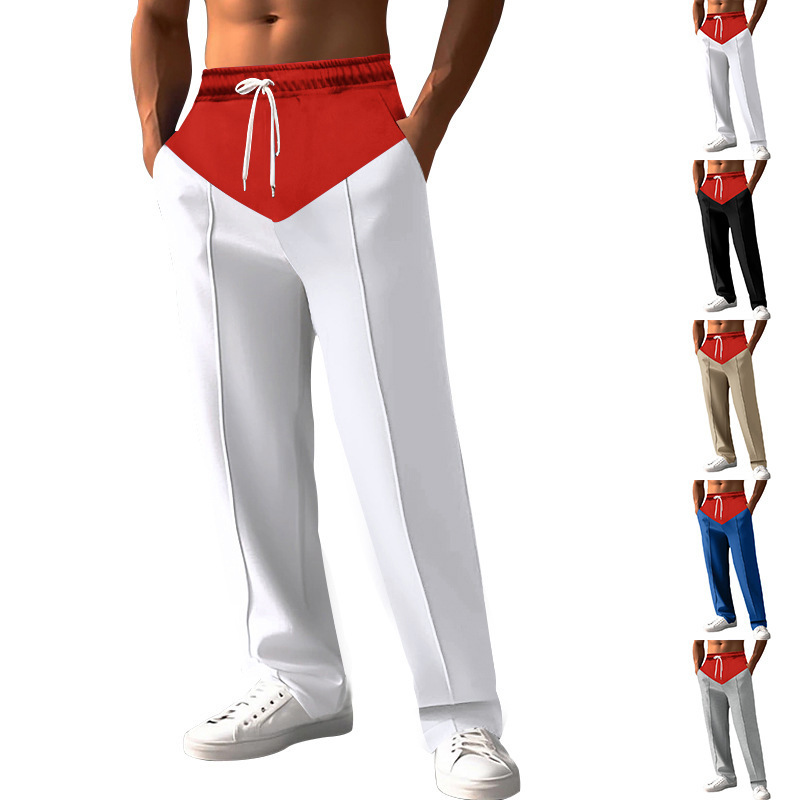 2024 Cross-border Men's Spring and Autumn Loose Superman Color-matching Straight Trousers Sports Casual Trousers American oversize Trousers