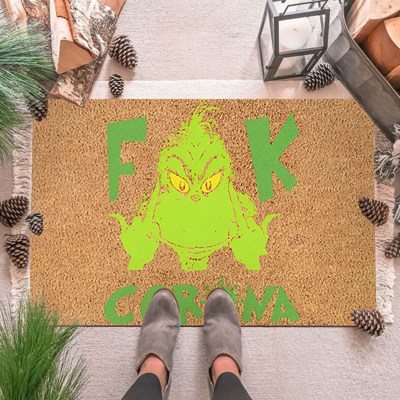Alfombra de piso de payaso verde transfronteriza Grinch Navidad alfombra de puerta decorativa alfombra de piso al aire libre alfombra de vacaciones de Navidad