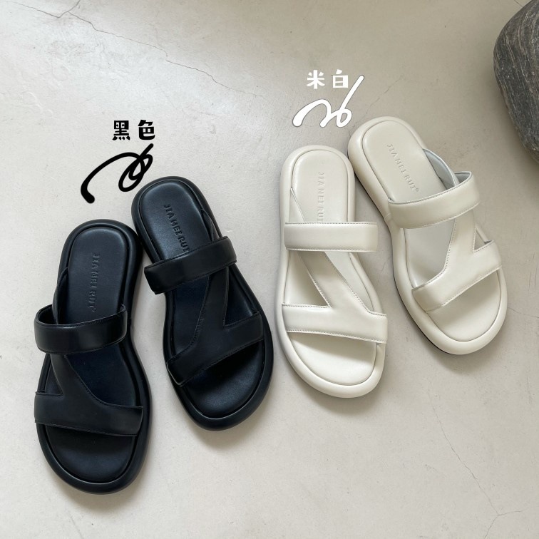 fashion cross straps plain color slide sandals NSHU62768