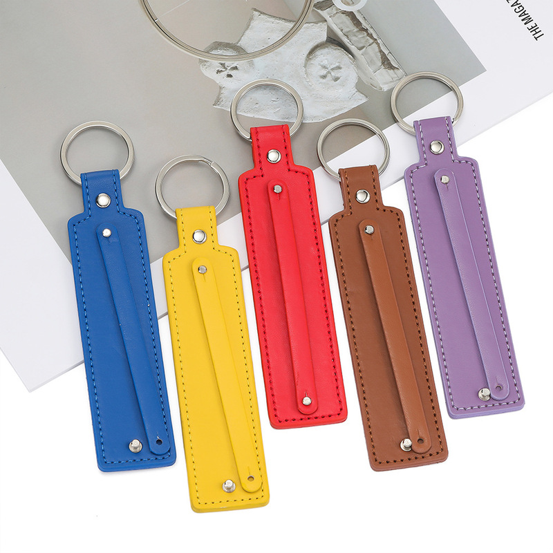 Multi-Color Simple Alloy Leather Keychain Handmade DIY Mobile Phone Key Pendant Bracelet Bag Creative Small Accessories