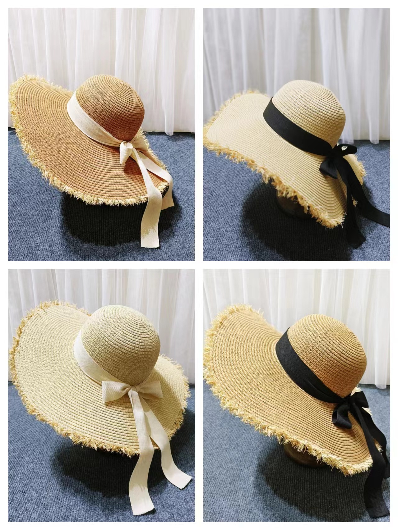 Women's Elegant Simple Style Solid Color Bow Knot Wide Eaves Straw Hat display picture 5