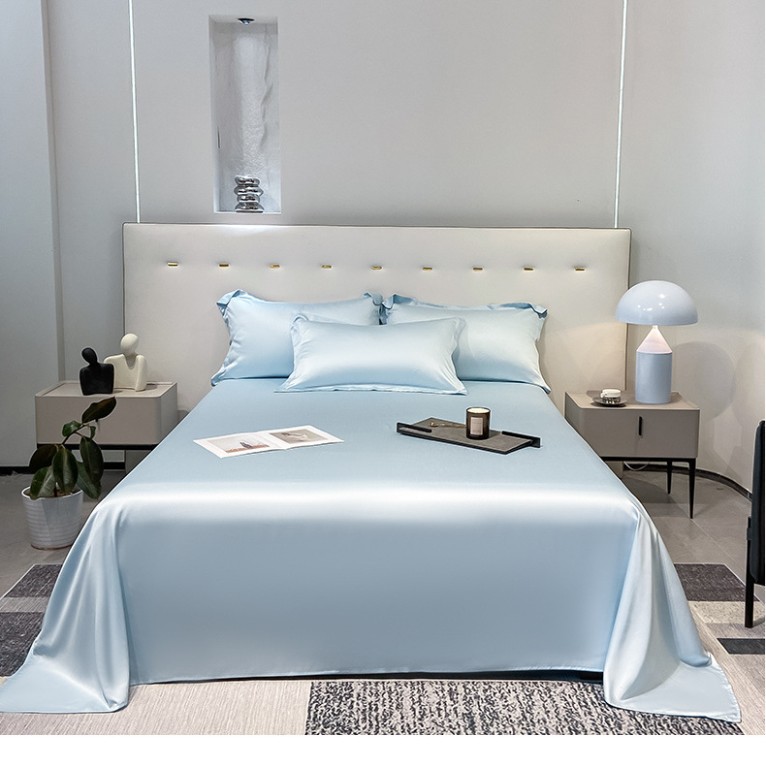 100 sábanas de verano de seda de hielo de color sólido de una sola pieza, dormitorio desnudo, edredón fresco, funda de almohada simple, juego de tres piezas