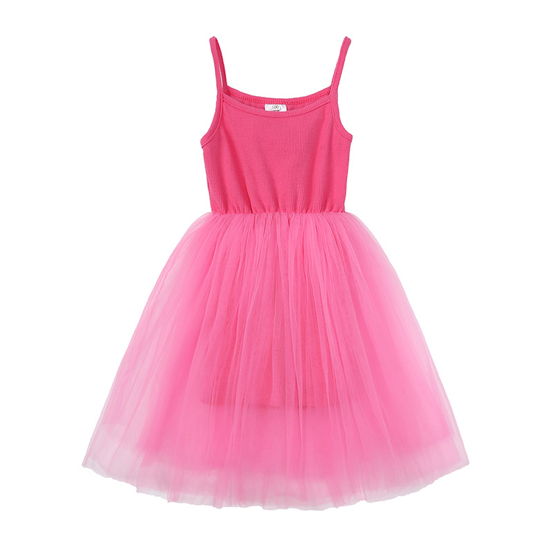 Mesh Dress Dresses Type Princess Cute Solid Color Cotton Girls Dresses