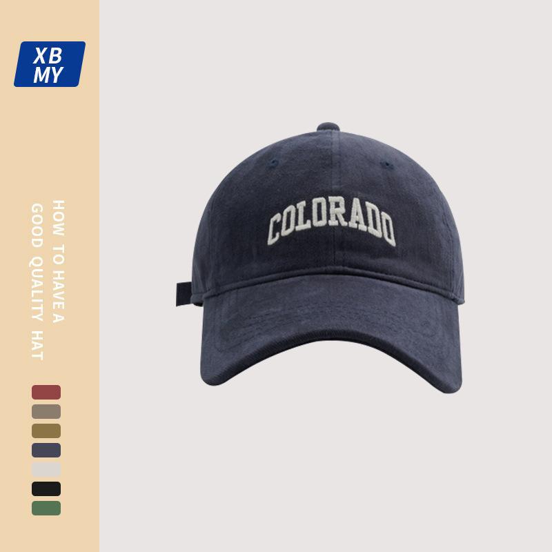 Hochwertige, matte Softtop-Baseballkappe mit aufgestickten Herrenbuchstaben in koreanischer Version, trendigem großem Kopf, kleinem Gesicht,_voghion.com