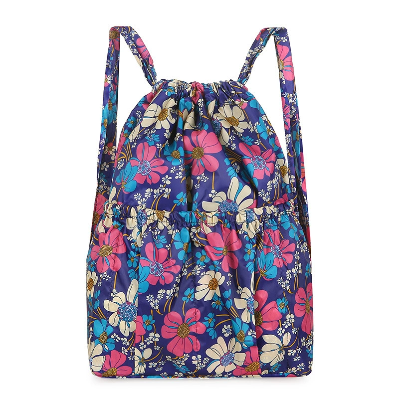 Capacious folding backpack, drawstring