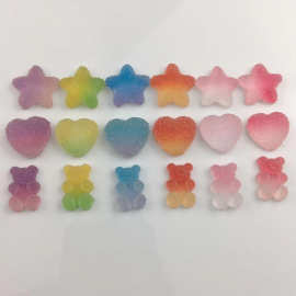 小熊五角星爱心树脂软糖仿真食玩 DIY发夹手机壳美容材料配件批发