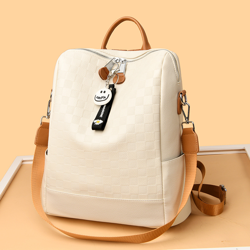 Urban minimalist new women's texture splicing personalized casual fashion versatile anti-theft backpack handbag_voghion.com