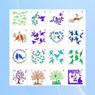 Cross-Border Popular Cut Out Painting DIY Template Creative Graffiti Bird Pattern Template Waterproof Reusable Drawing Board