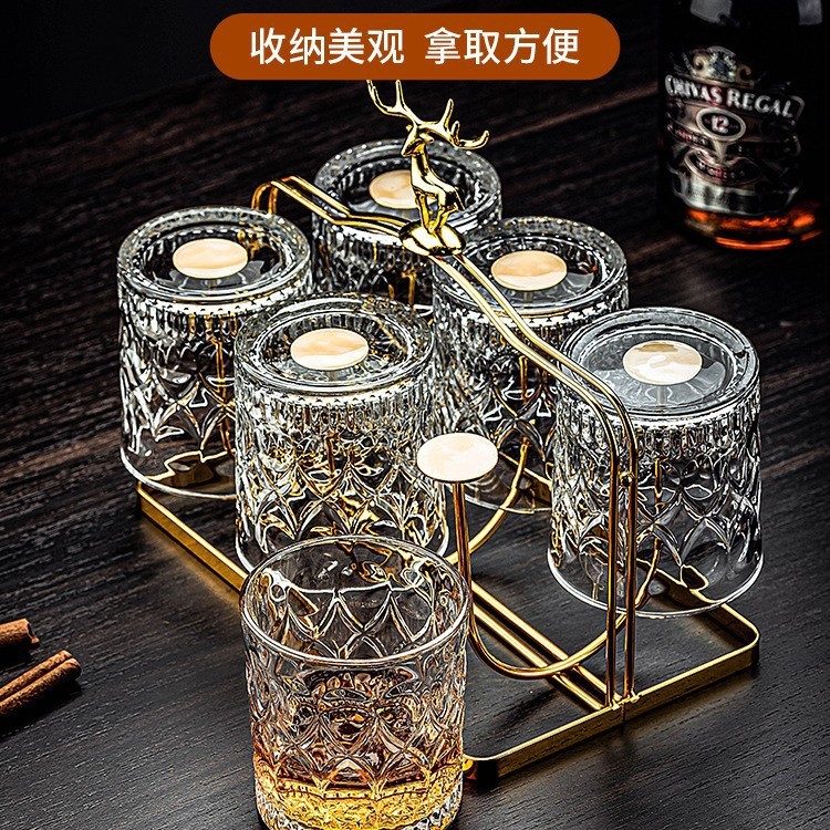 威士忌酒杯白兰地高颜值家用烈酒杯鸡尾酒古典玻璃杯洋酒啤酒杯子|undefined