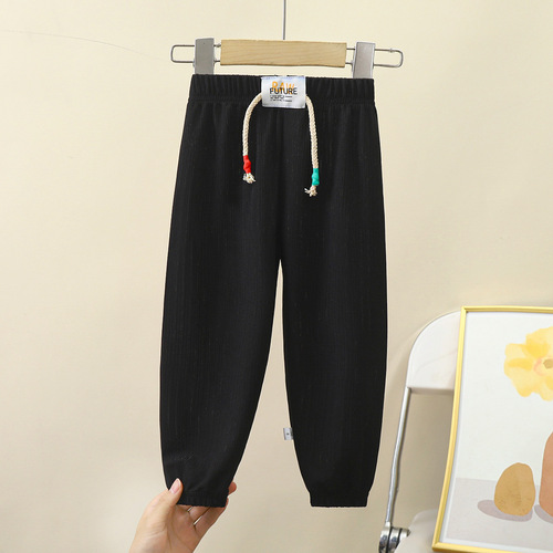 Children's anti-mosquito pants 24 new summer ice silk casual long pants for middle-aged and older children, men's and women's baby sports nine-point pants