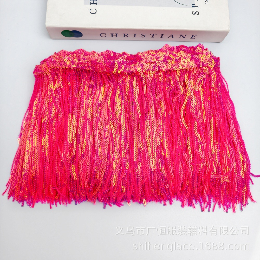 Accesorios de Encaje con Flecos de Lentejuelas Bordadas con Borde de Pico de Montaña de 17 cm y 35 Colores para Disfraces de Danza Latina, Zapatos y Bolsos