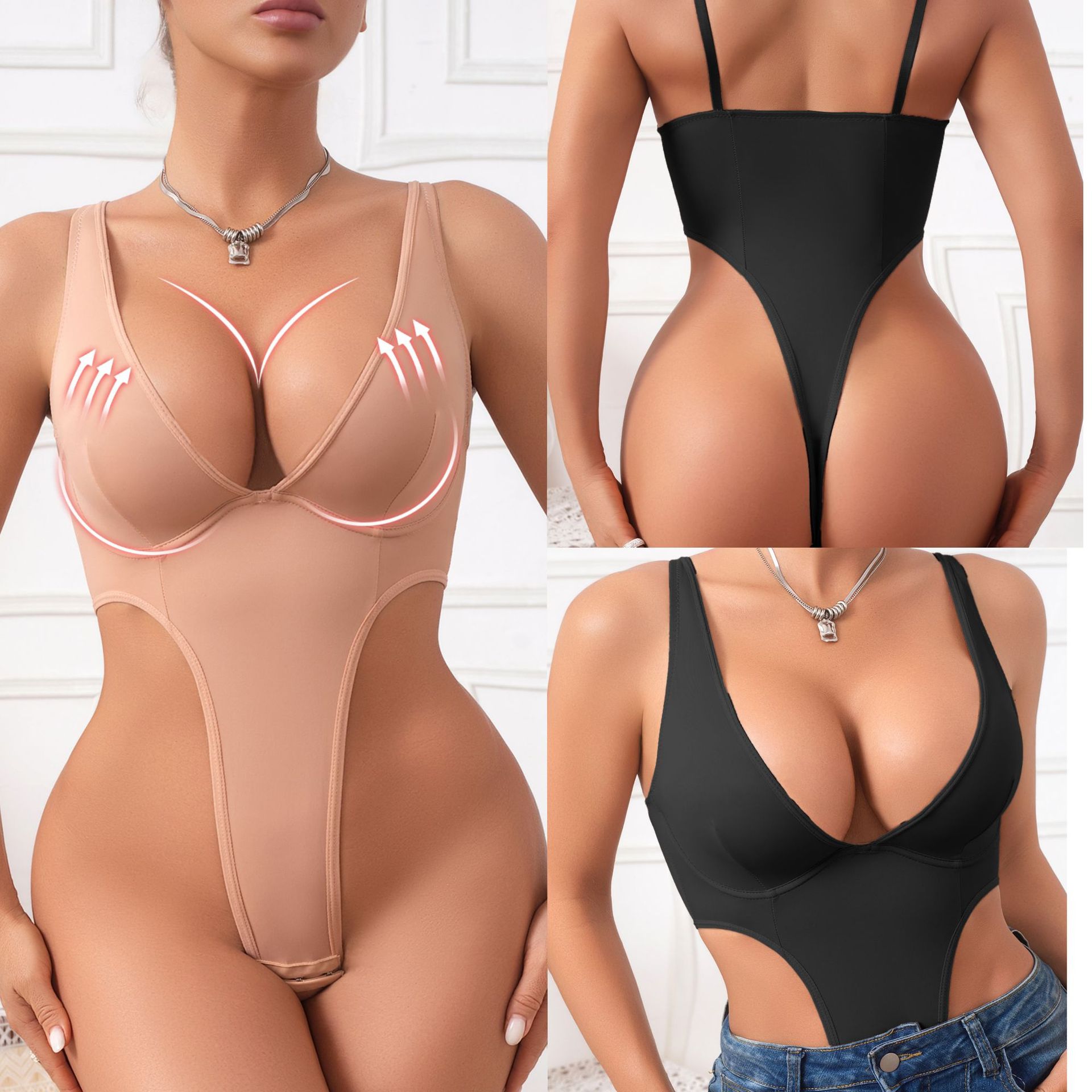 Foreign Trade Body-Shaping Jumpsuit for Women, Sports Sexy Intimates That Can Be Worn Outside, Beautiful Back, Hip Lift, Buttoned Body-Shaping Clothing