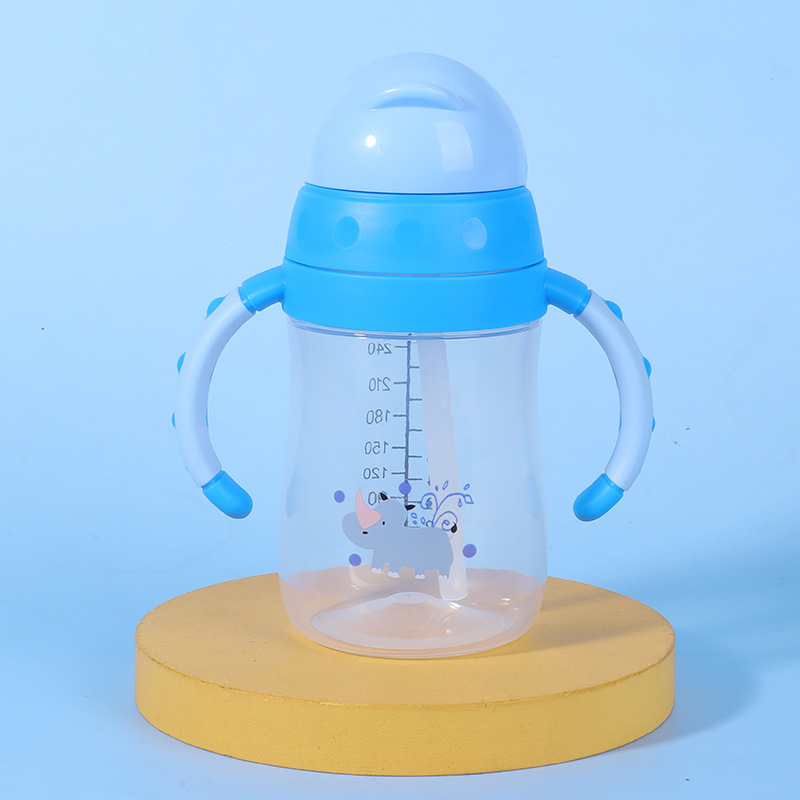 Taza de agua con tapa deslizante en caja inglesa con mango 270ml taza de paja de agua potable a prueba de goteo