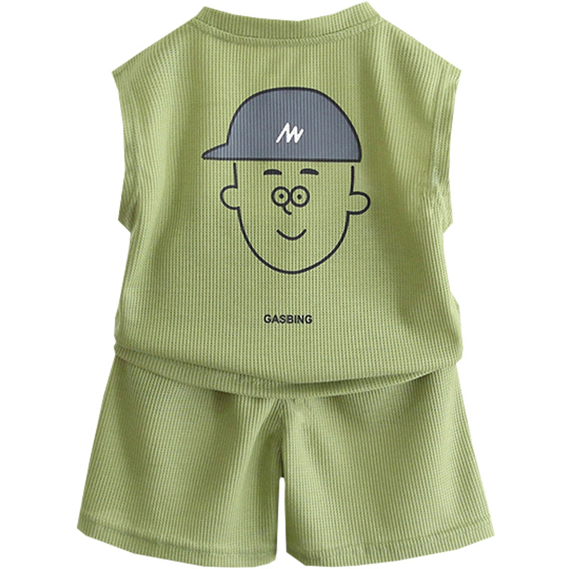 5281 Traje de verano para niños 2025 Nuevo chaleco sin mangas de verano para niños Ropa de bebé de estilo occidental Niño de verano