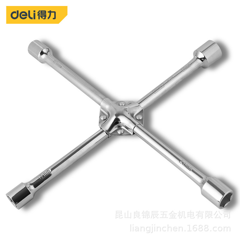 得力工具 十字轮胎套筒扳手省力加长型汽车维修换胎工具DL4414 16