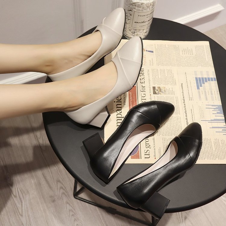 2025New Women's Shoes Large Size Heels Medium Heels Thick Heels