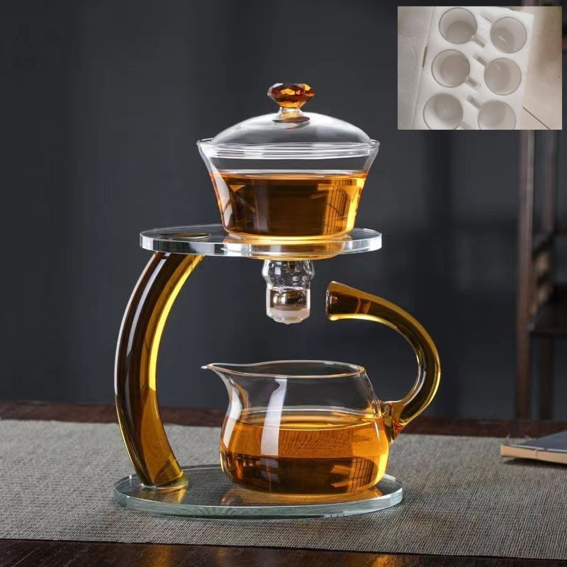 珍珠棉包装懒人茶具磁吸感应冲茶器耐热烟灰高硼硅玻璃泡茶壶|undefined