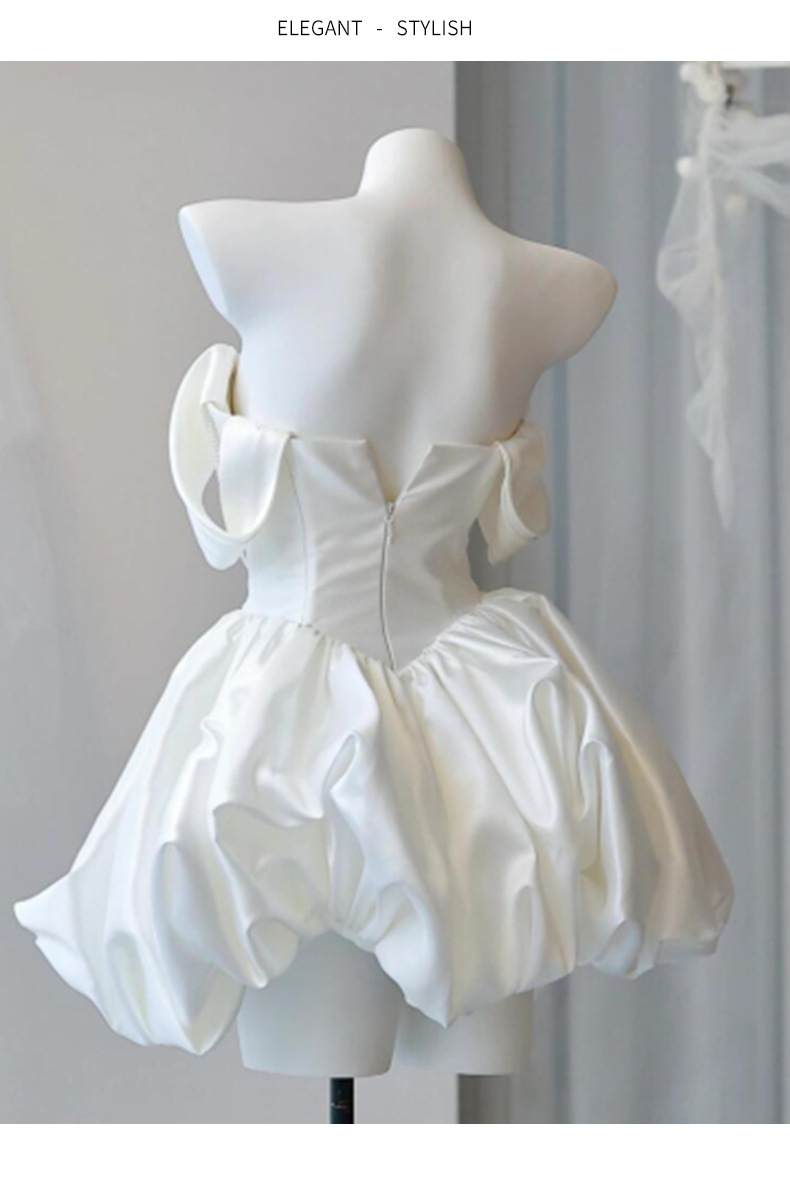 Robe de mariée en satin épaules dues pour mariage et soirée_voghion.com