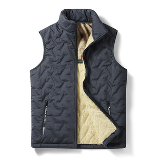 Graphene fleece-lined Vest Middle-aged and Elderly Vest Men's Autumn and Winter fleece-lined Warm Lamb Velvet Vest Collar Cross-border Vest