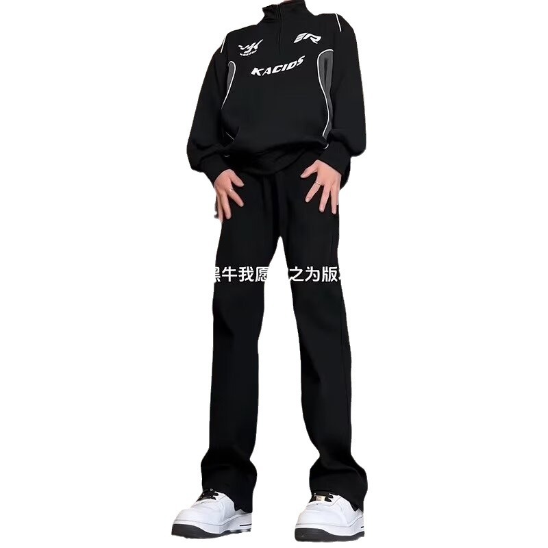 Vaqueros guapos de todo fósforo de la calle americana pantalones holgados de hollín casuales rectos para hombres