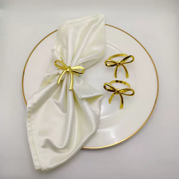 Personalized Compact Asymmetrical Bow Napkin Ring, Hotel Table Napkin Ring