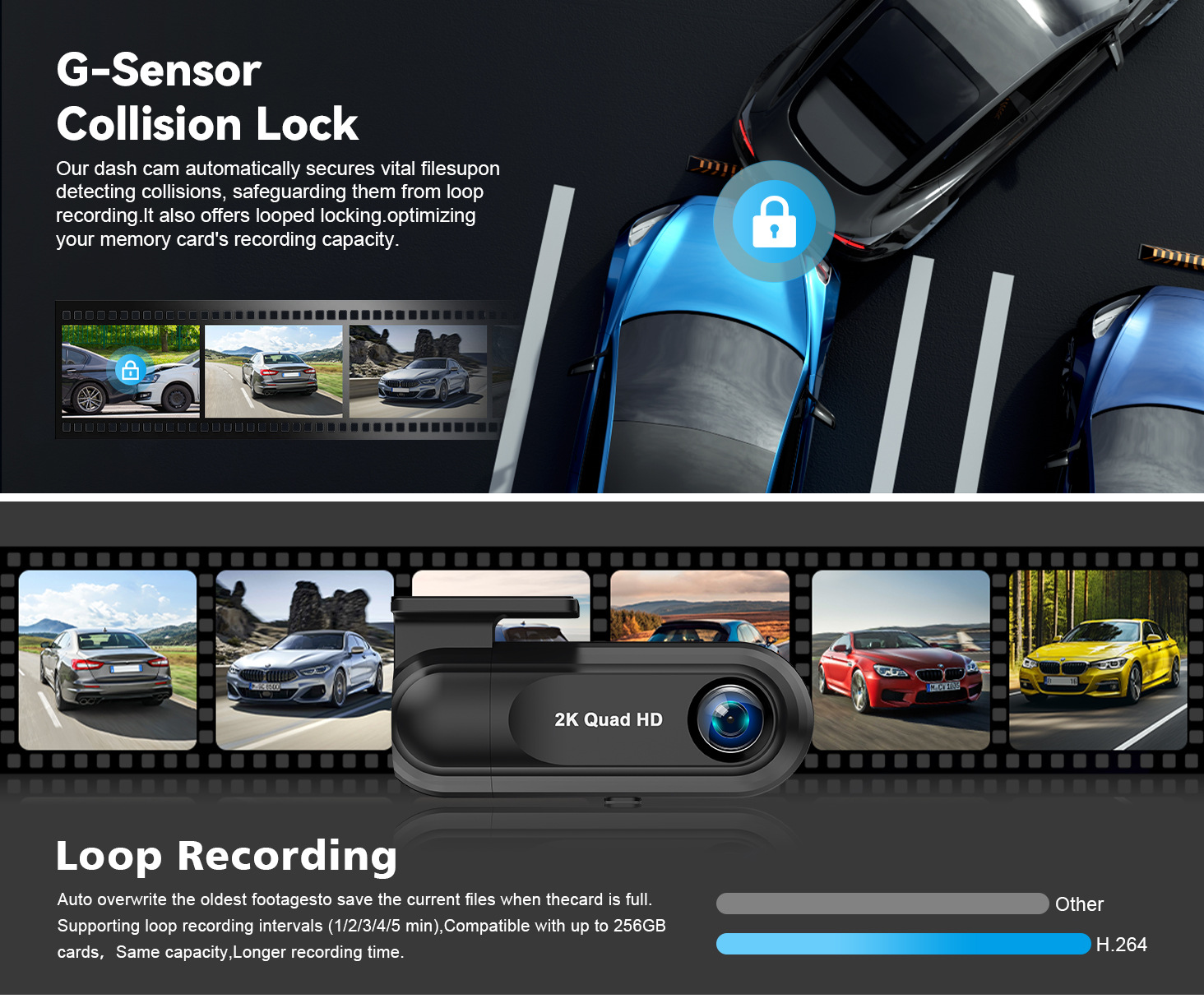 Cross-Border 2.5K High-Definition Hidden Single-Lens Dash Cam with Wifi Time-Lapse Recording and Gps Tracking