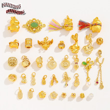 古法铜镀18k金国风通孔隔珠散珠小吊坠 diy手链项链饰品配件挂饰