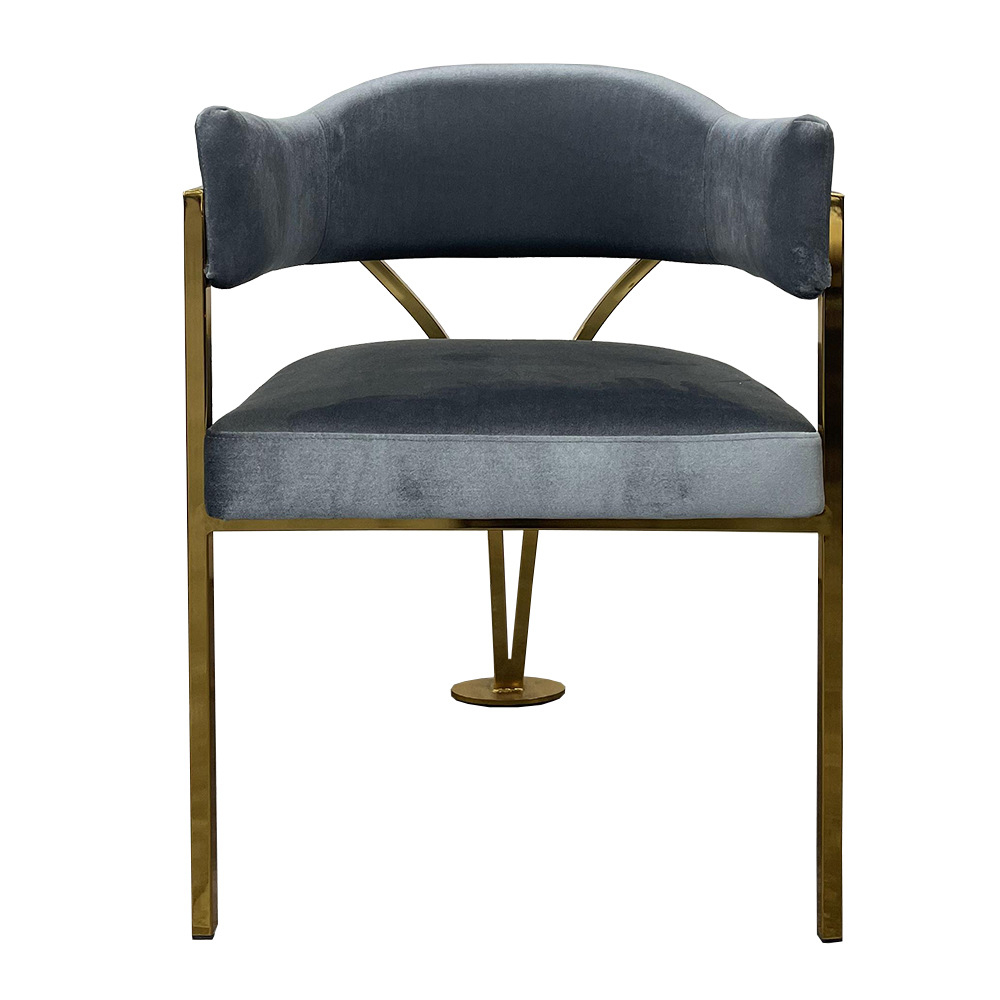 Diseño creativo italiano minimalista de hierro silla de comedor de tela de lana silla de respaldo de metal sillón de asiento elástico silla doméstica