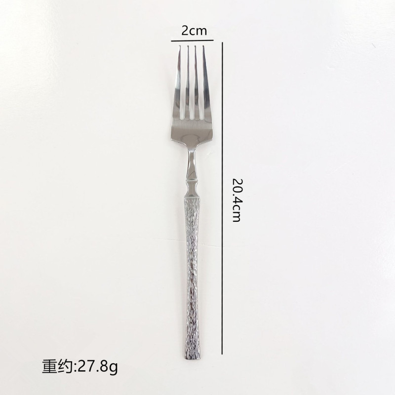 高颜值精致不锈钢酒店西餐餐厅刀叉勺四组件小蛮腰牛排刀树纹餐具|undefined