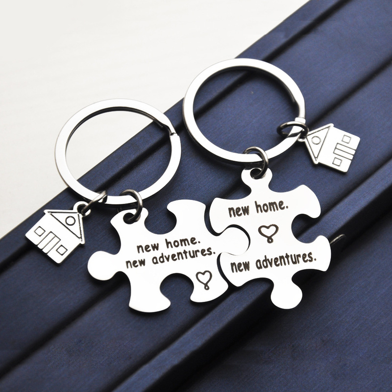 New home new adventures New home Housewarming Property Gift Stainless Steel Puzzle Keychain