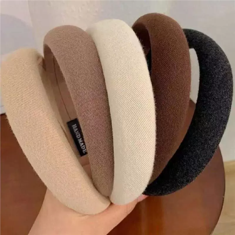 韩国网红秋冬海绵增高发箍简约纯色洗脸发卡头箍高级宽边法式发饰