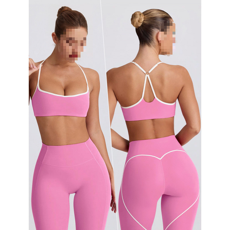 Q1R Cross-Border High-Waisted Hip-Lifting Yoga Shorts Slimming Tight-Fitting Camisole with Beautiful Back Design Running Sports Bra Yoga Outfit Set