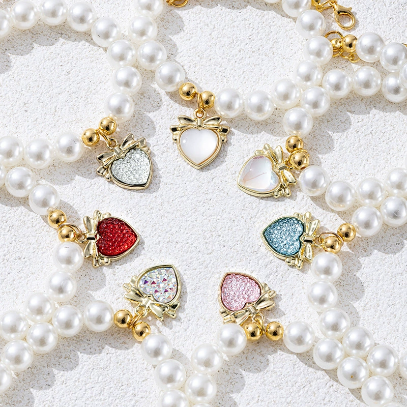 Домашняя кошка Девин собака кукла медведь жемчуг ожерелье ошейник маленький ароматный ветер драгоценный камень любовь кулон ожерелье