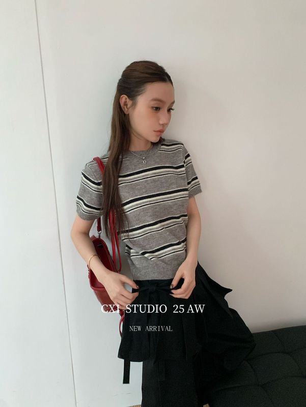 CXI 假两件裙帘式拼接休闲裤女秋季新款显瘦微喇裤设计感木耳边裤|undefined