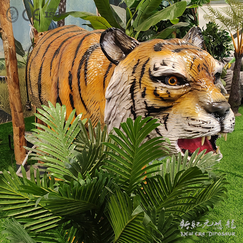 Simulación de animales modelo de tigre grande simulación de dinosaurios de silicona escultura paisaje simulación de animales exposición