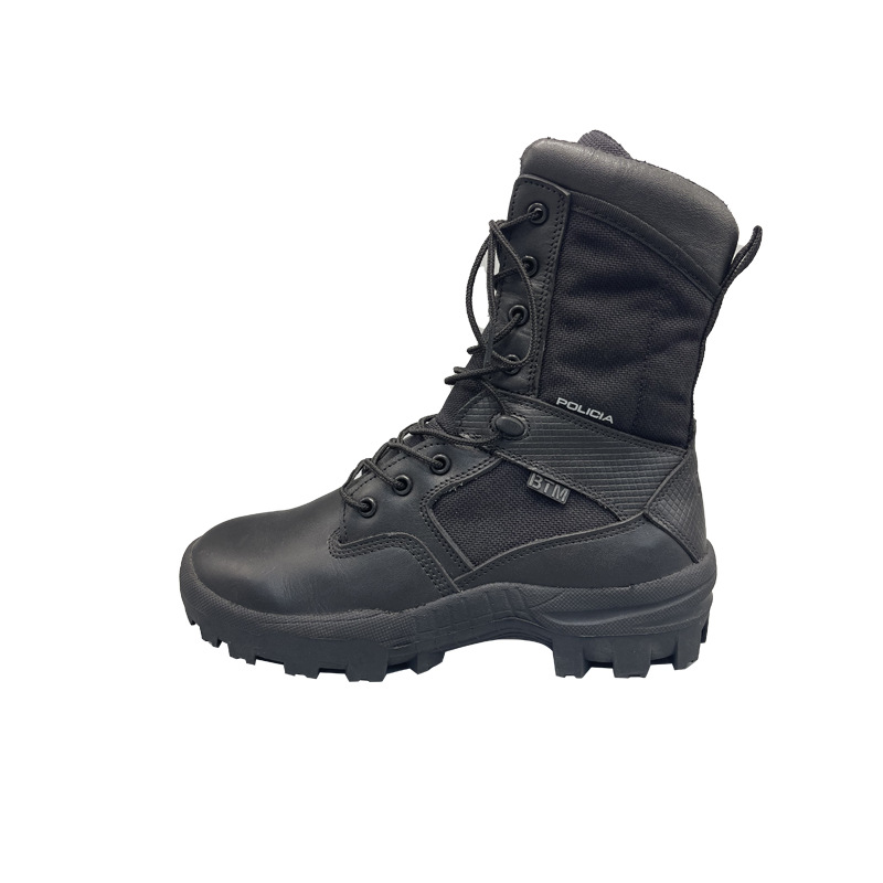 Nuevas botas de combate negras, botas de entrenamiento táctico anti-punción de piel de vaca de caña alta, botas de hombre antideslizantes al aire libre resistentes al desgaste, fábrica al por mayor