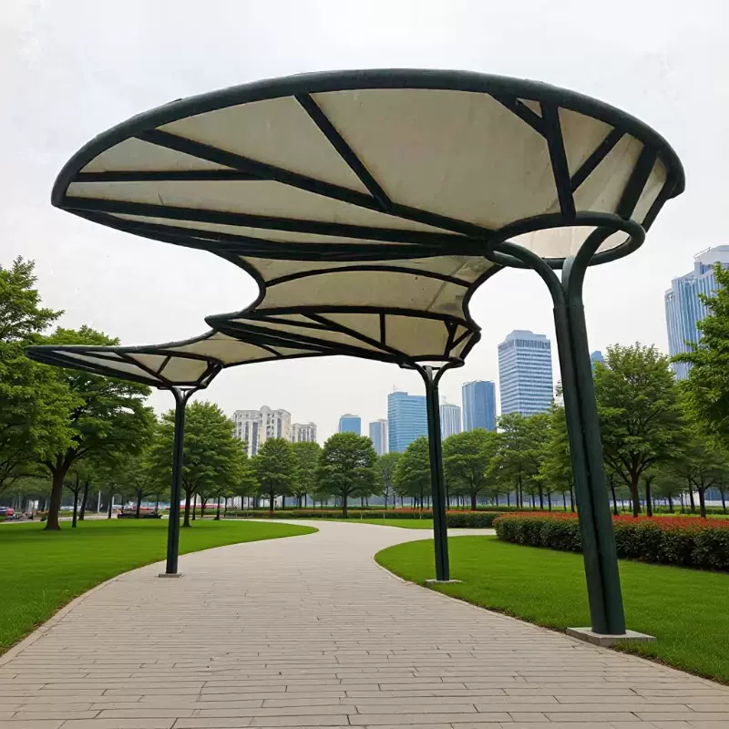 户外景区商业广场景观异型膜结构钢结构防晒张拉膜遮阳棚遮阳雨蓬