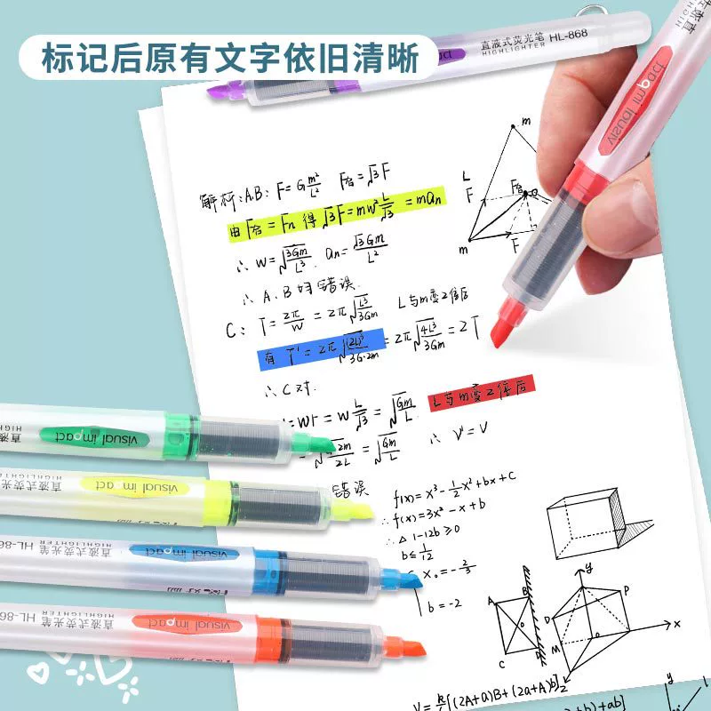 Прямой жидкий неоновый маркер Highlighter, маркер для студентов, цветной маркер для заметок большой емкости, ручка
