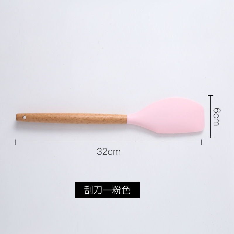 Mango de madera de silicona cocina de almacenamiento conjunto de cilindro 11 piezas de mango de madera de cocina de silicona fácil de almacenar cocina