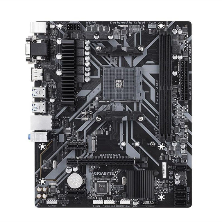 Материнская плата Gigabyte B450M S2H, совместима с процессорами серии 3000/5000 AM4, с разблокированным разгоном
