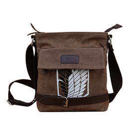 进击的巨人单肩包帆布学生斜挎包进击巨人自由之翼方形竖款挂包