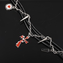 朋克街头亚文化柳钉皮革十字架项圈重工多层万圣节饰品潮酷情侣款