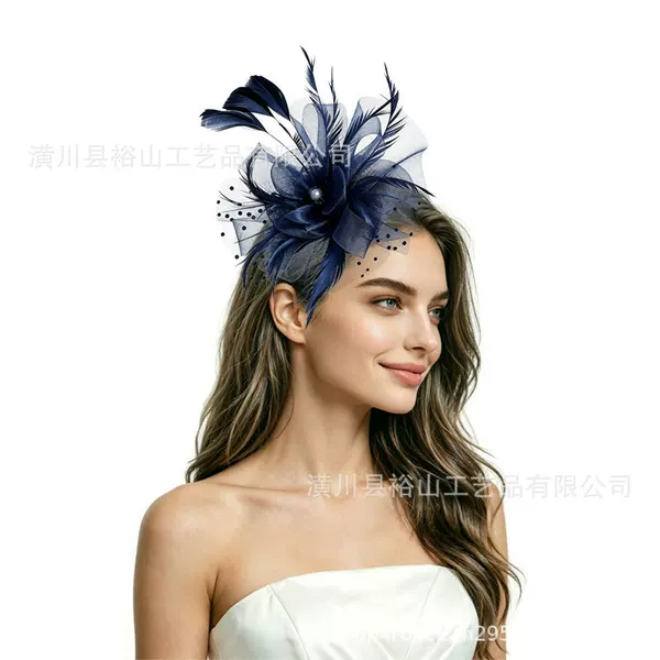 Amazon's best-selling performance headwear, mesh feather fascinator, European and American retro fashion party hair accessory, bridal headpiece