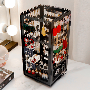 Rotating Earring Rack Jewelry Display Rack Commercial Storage Hanging Necklace Ear Clip Ear Stud Earrings Large Capacity Chen Zhihui