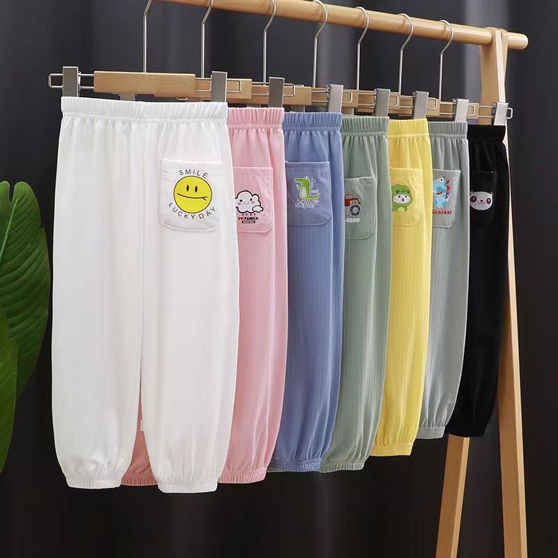 2026 New Children's Anti-Mosquito Pants Summer Thin Ice Silk Pants for Boys and Girls Cartoon Breathable Jogger Pants