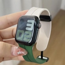 磁吸折叠扣适用iwatch7 表带苹果手表8/5/se/4/3硅胶创意星光运动