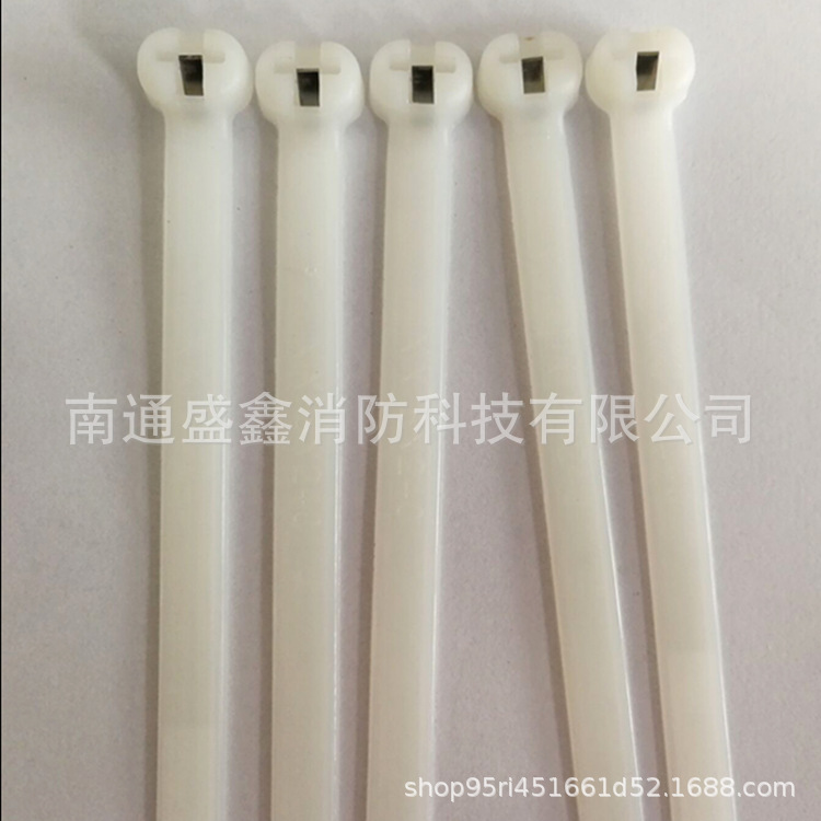 嵌钢片尼龙船用不锈钢嵌片式扎带NZ110D 钢牙扎扣自锁塑料带 白色