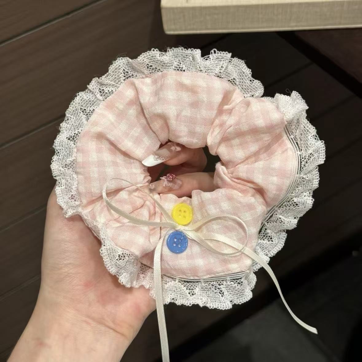Al hair Ring No. 32 - Rosa Ring Yellow Blue Button