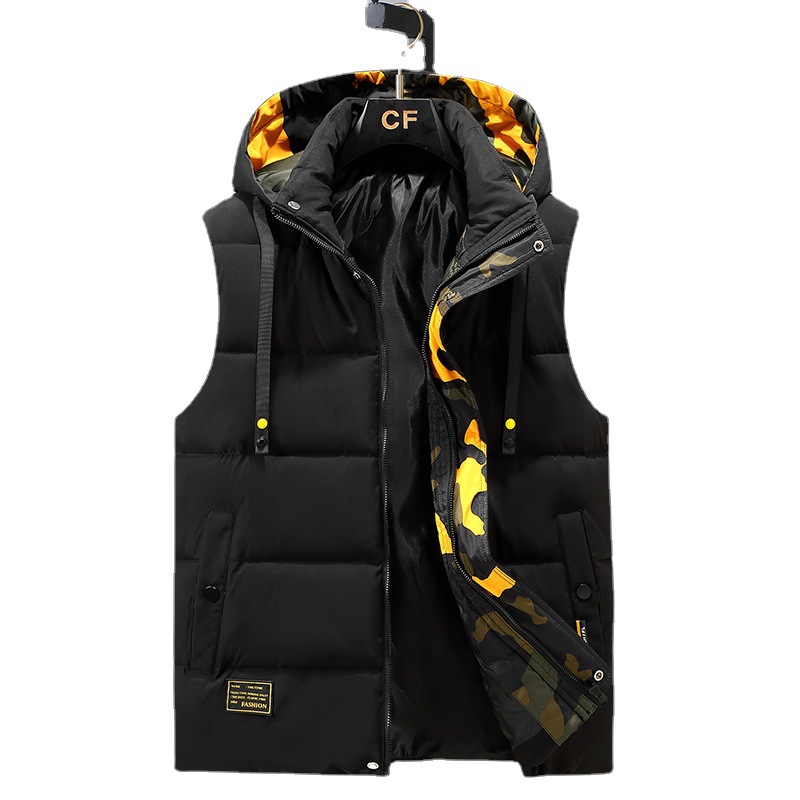 Vested autumn winter new trend loose and handsome camisole couple warm down cotton vest men's sleeveless jacket_voghion.com